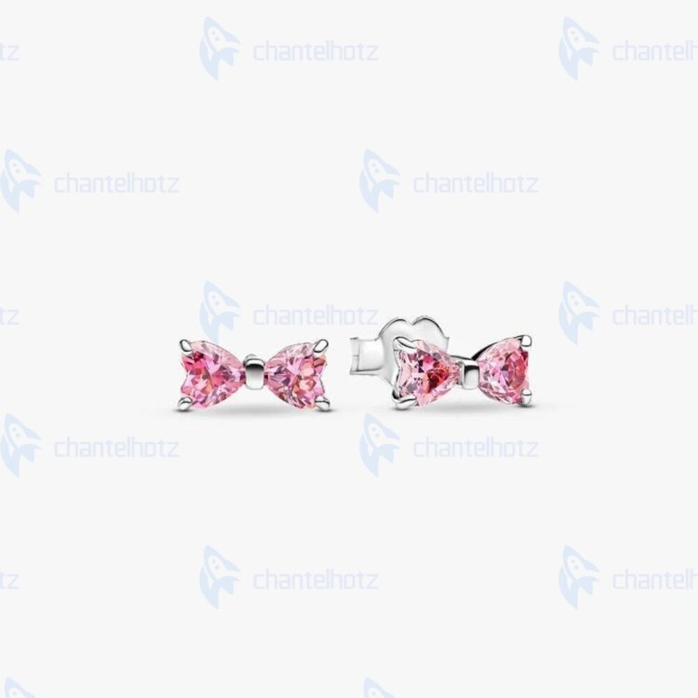 Pandora Sparkling Pink Bow Stud Earrings